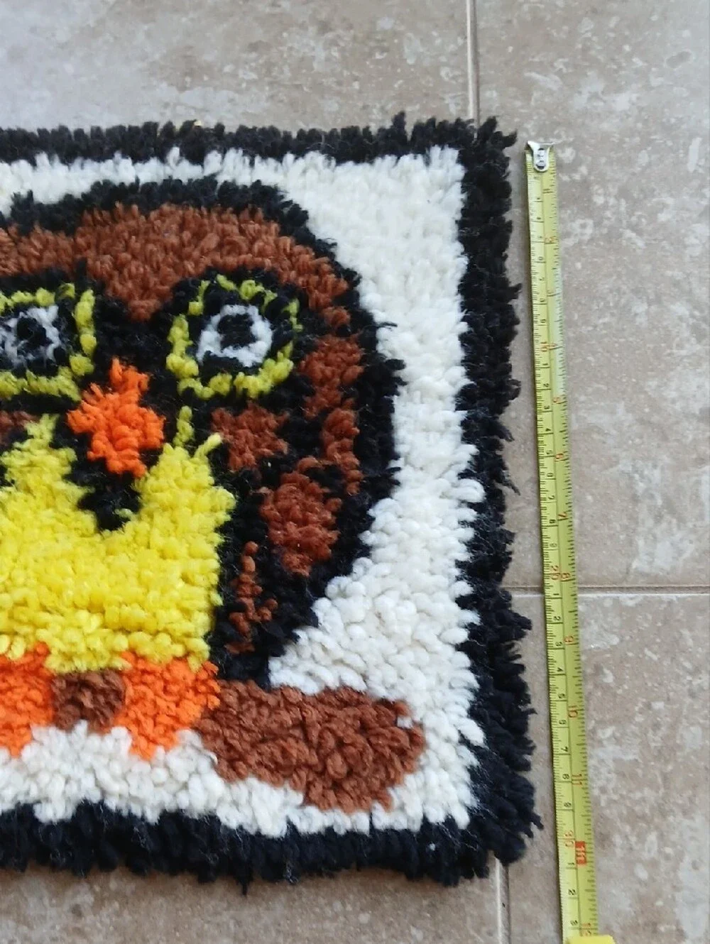 Vintage Handmade Owl Latch Hook Wall Decor 12x12